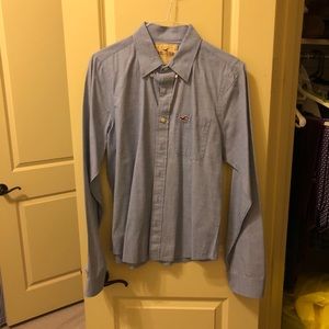 Denim/linen look button down